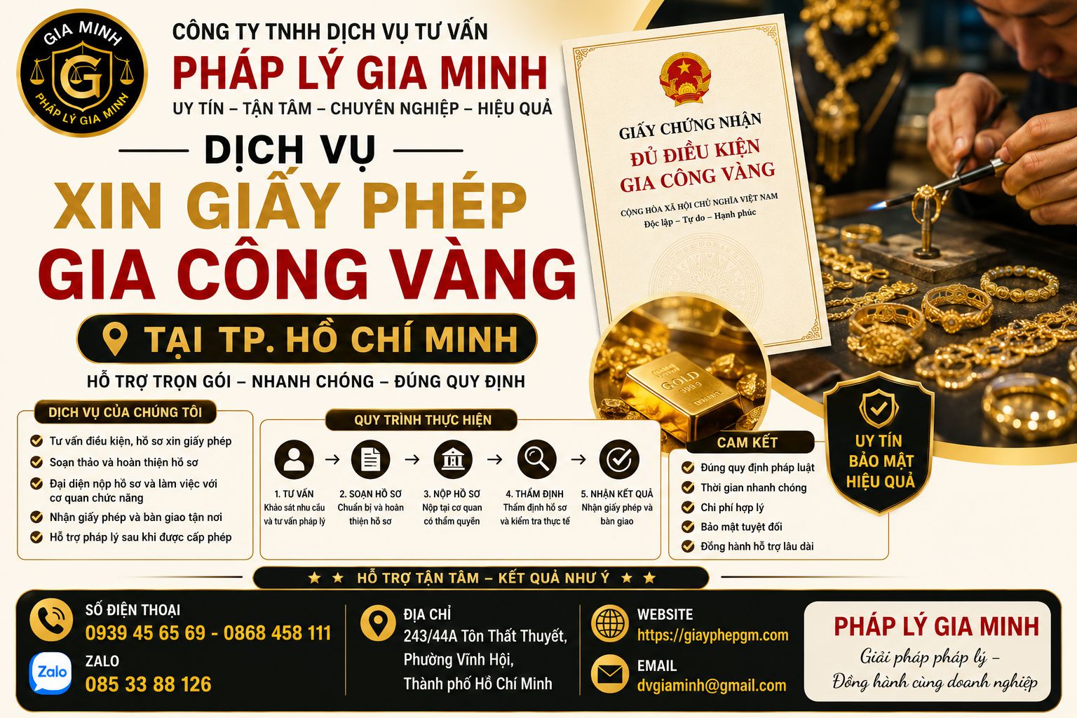 Dịch vụ xin giấy phép gia công vàng tại TPHCM