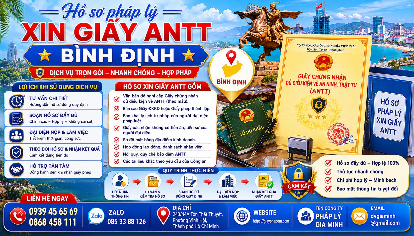 Hồ sơ pháp lý xin giấy ANTT Bình Định
