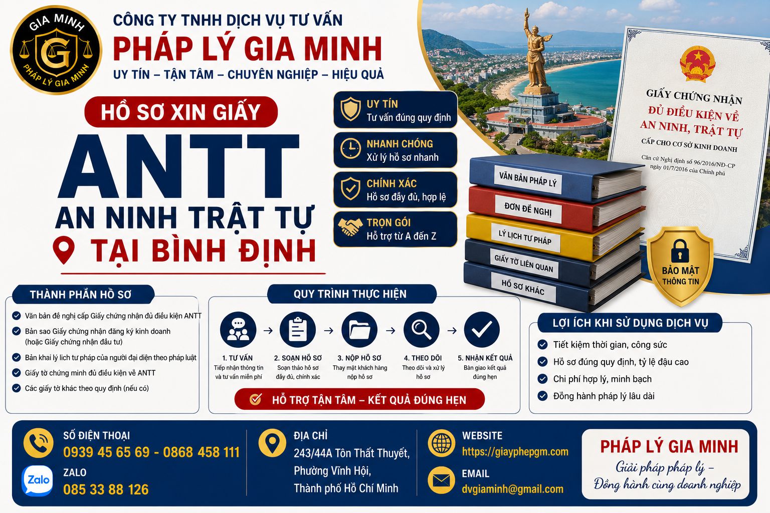 Hồ sơ xin giấy ANTT tại Bình Định
