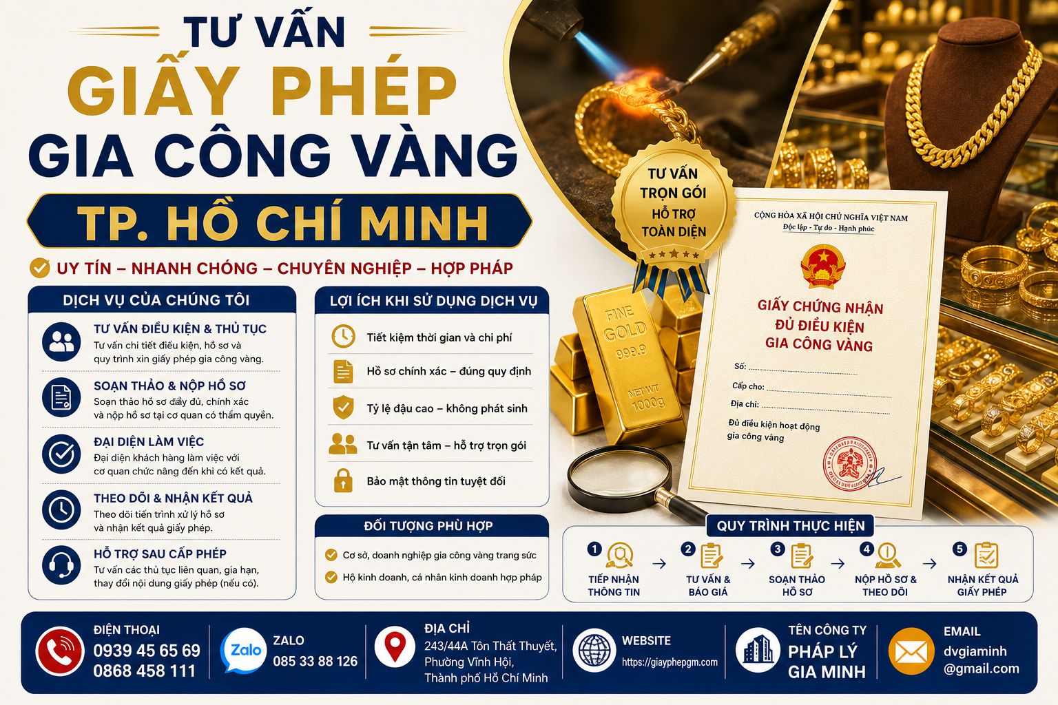 Tư vấn giấy phép gia công vàng TPHCM