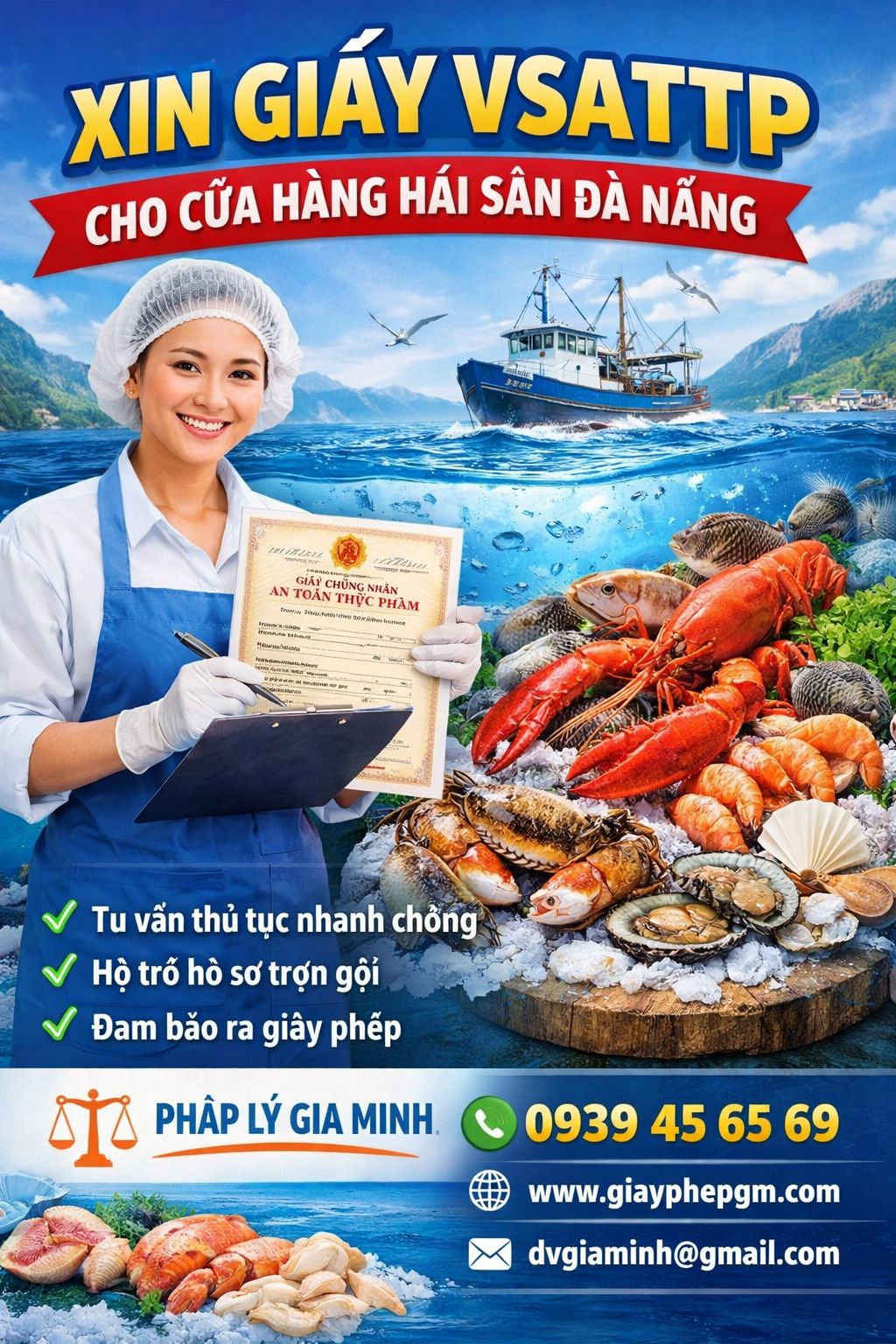 Xin giấy VSATTP cho cửa hàng hải sản Đà Nẵng