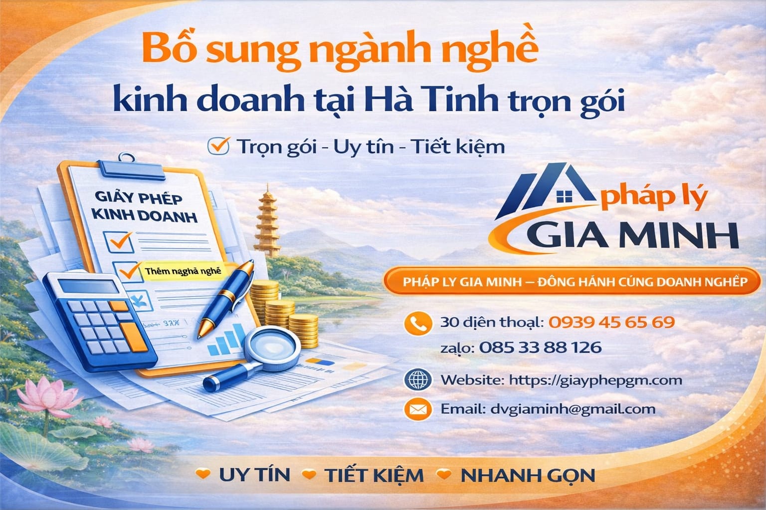 Bổ sung ngành nghề kinh doanh tại Hà Tĩnh trọn gói

