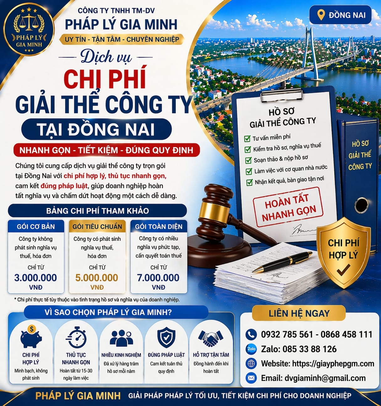 chi phí giải thể công ty tại đồng nai bao nhiêu