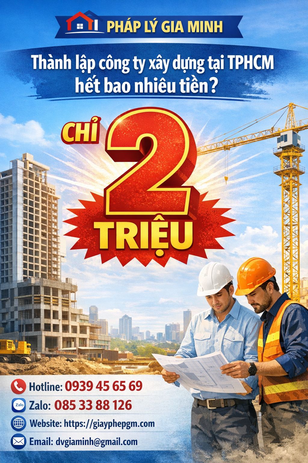 Chi phí thành lập công ty xây dựng tại TPHCM