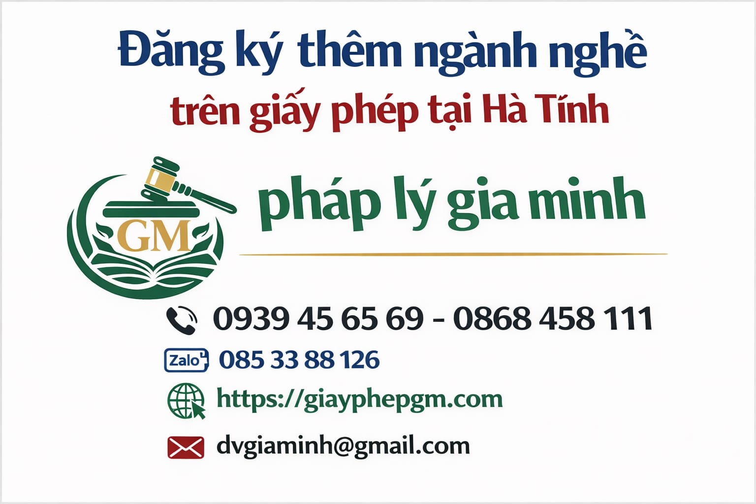 Đăng ký thêm ngành nghề trên giấy phép tại Hà Tĩnh

