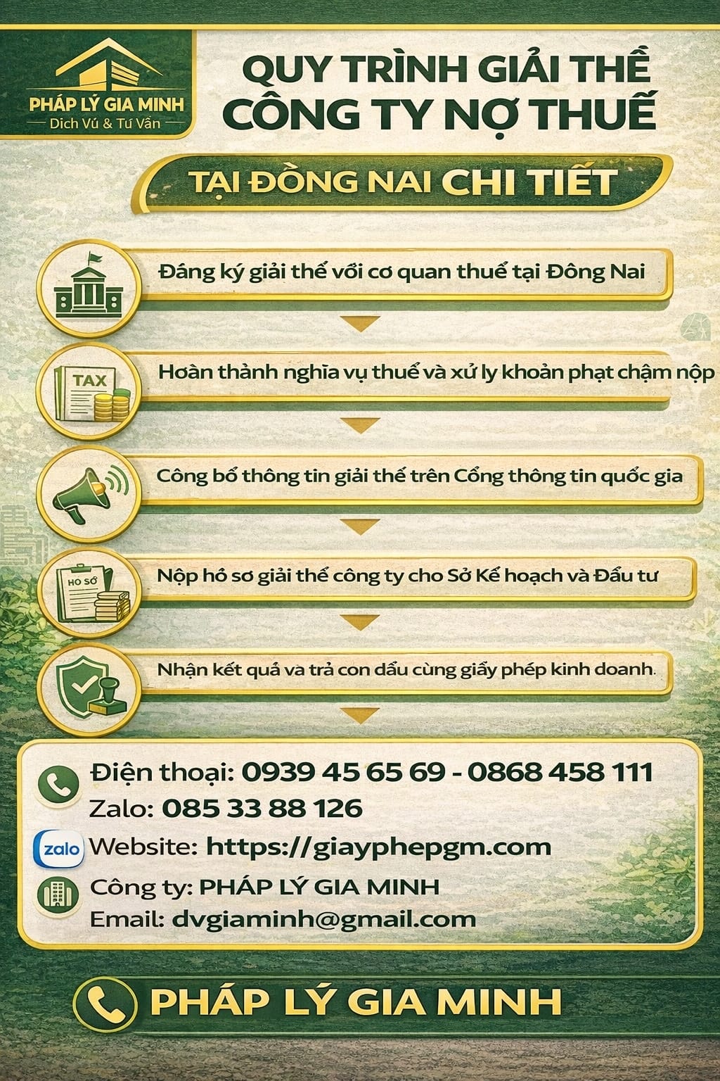 Quy trình giải thể công ty nợ thuế tại Đồng Nai chi tiết
