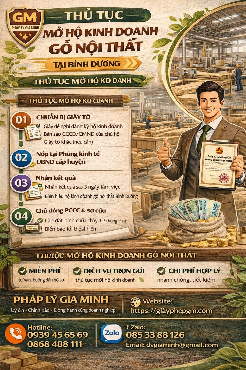Thủ tục mở hộ kinh doanh gỗ nội thất tại Bình Dương nhanh chóng