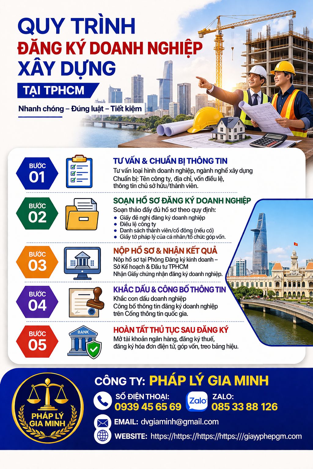 Trình tự thành lập công ty xây dựng tại TPHCM