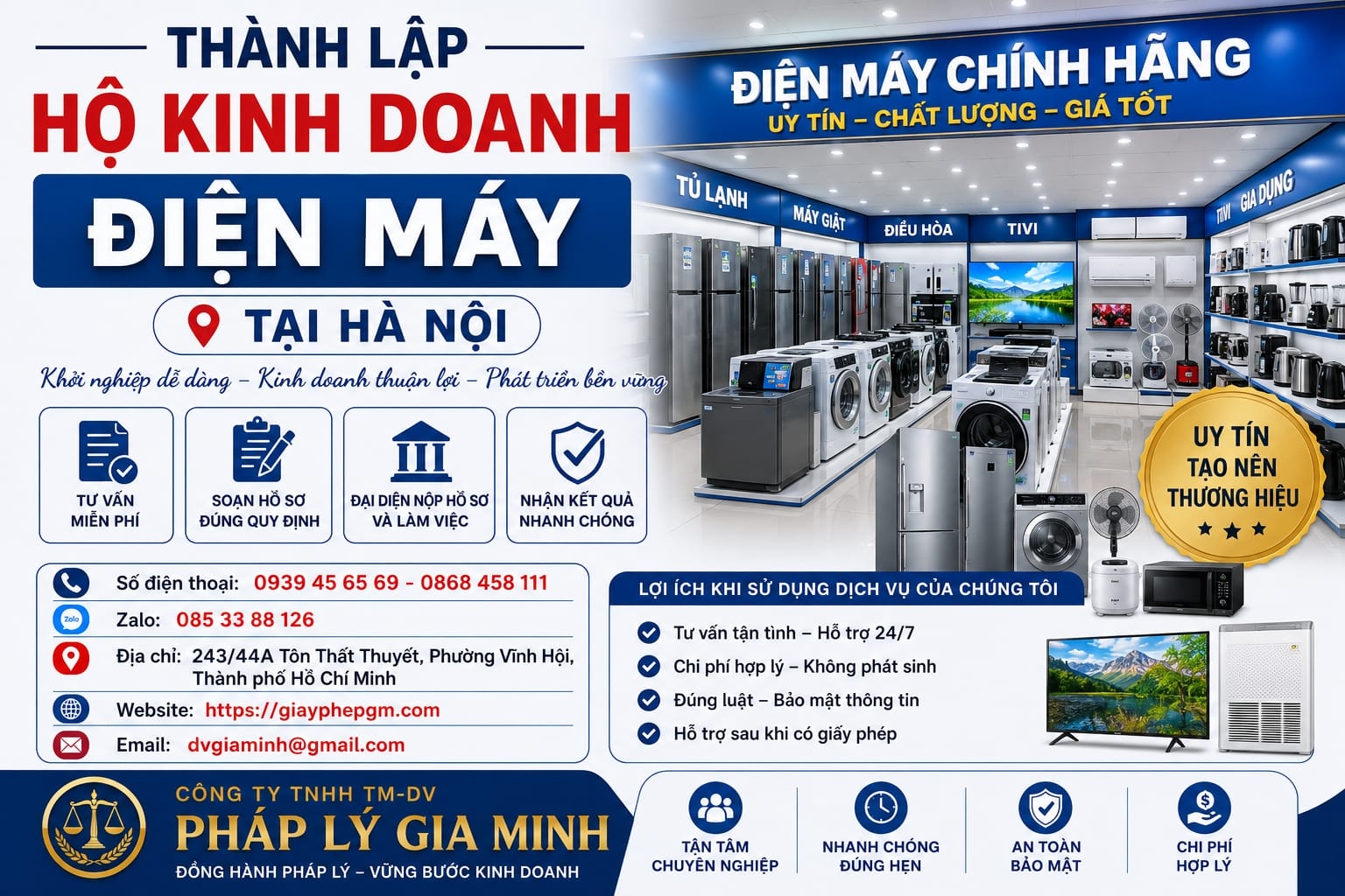 Thành lập hộ kinh doanh điện máy tại Hà Nội nhanh chóng, đúng luật, tối ưu chi phí
