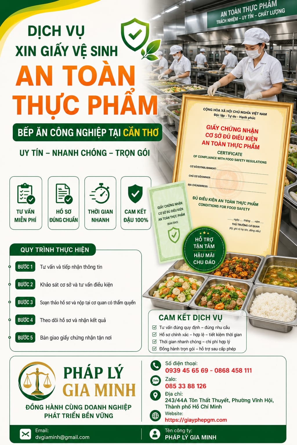 Xin giấy vệ sinh an toàn thực phẩm bếp ăn công nghiệp tại Cần Thơ – Giải pháp hợp pháp hóa hoạt động suất ăn tập thể chuyên nghiệp