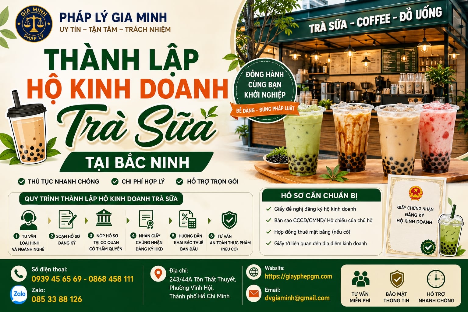 Thành lập hộ kinh doanh trà sữa tại Bắc Ninh đúng quy định