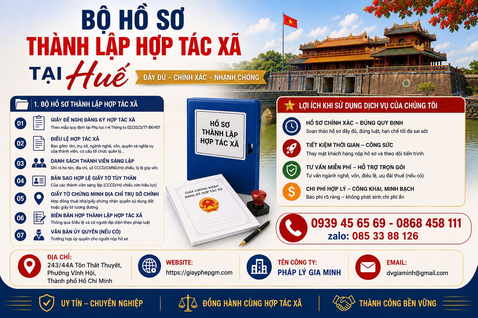 Bộ hồ sơ thành lập hợp tác xã tại Huế đầy đủ dễ kiểm tra, dễ sử dụng