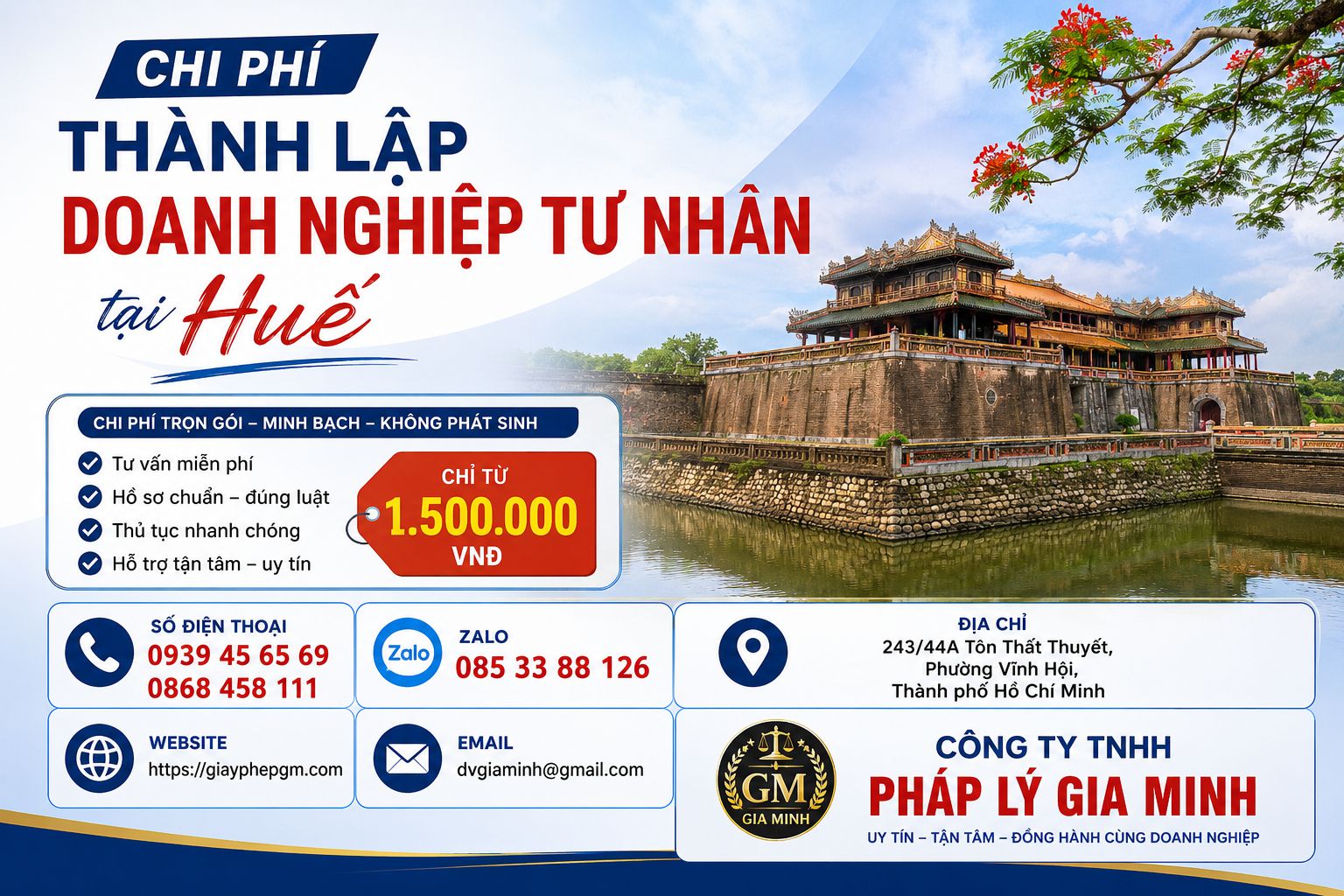 Chi phí thành lập doanh nghiệp tư nhân tại Huế bao nhiêu và các khoản cần dự trù
