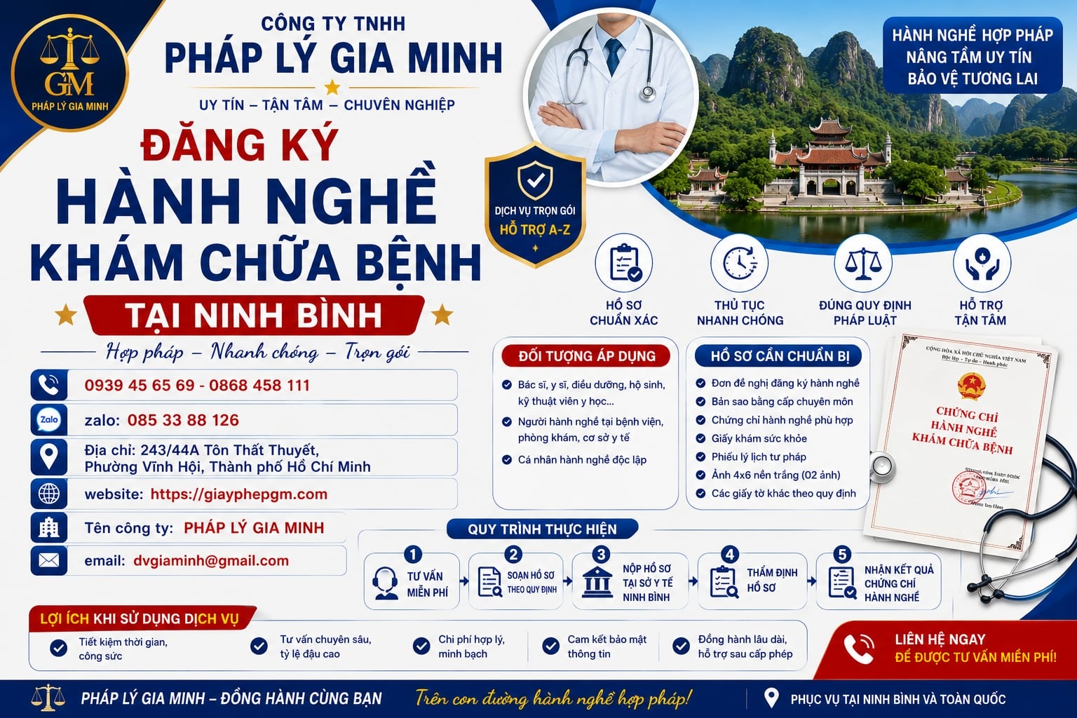 Đăng ký hành nghề khám chữa bệnh tại Ninh Bình đầy đủ, đúng quy định