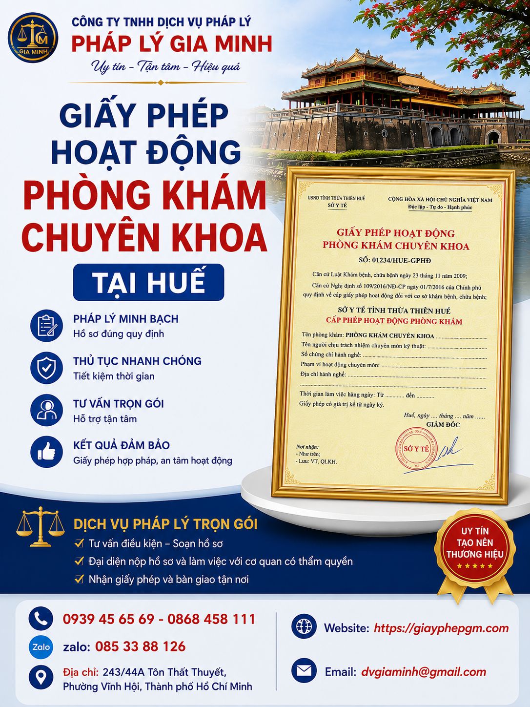 Giấy phép hoạt động phòng khám chuyên khoa tại Huế và những nội dung cần chuẩn bị