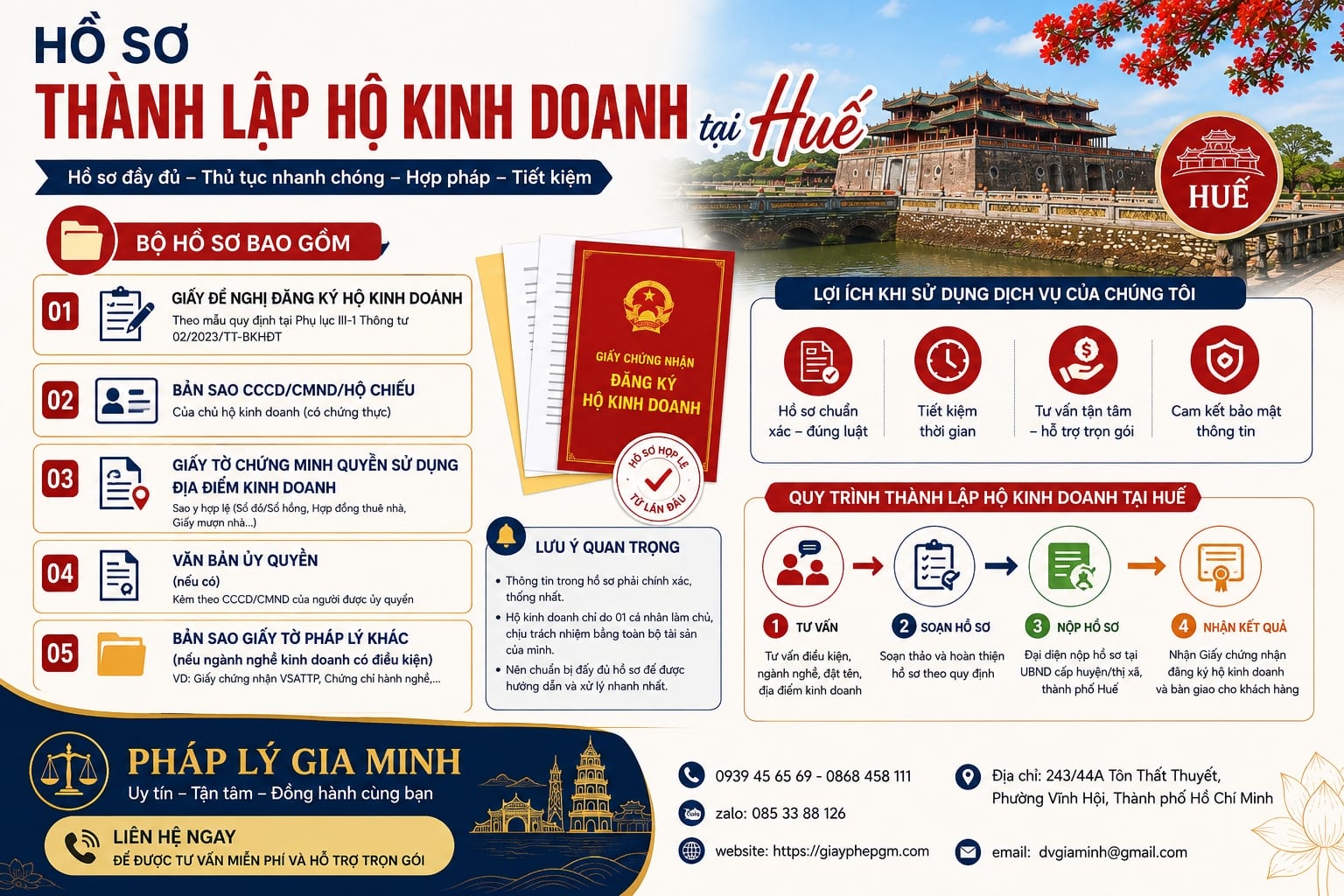 Hồ sơ thành lập hộ kinh doanh tại Huế: Chuẩn bị đủ để hạn chế bị trả hồ sơ
