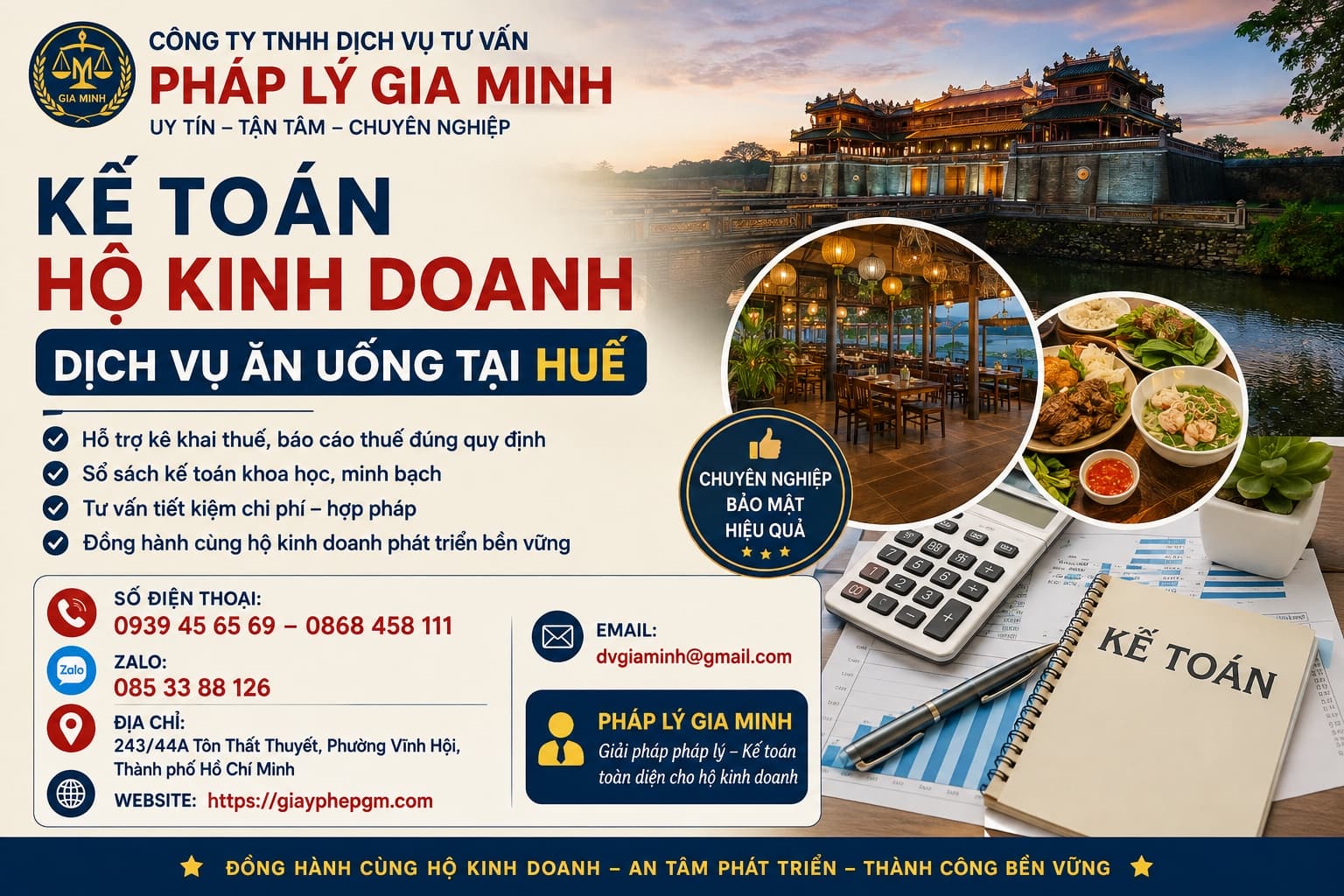 Kế toán hộ kinh doanh dịch vụ ăn uống tại Huế – Kiểm soát dòng tiền từ nguyên liệu đến doanh thu