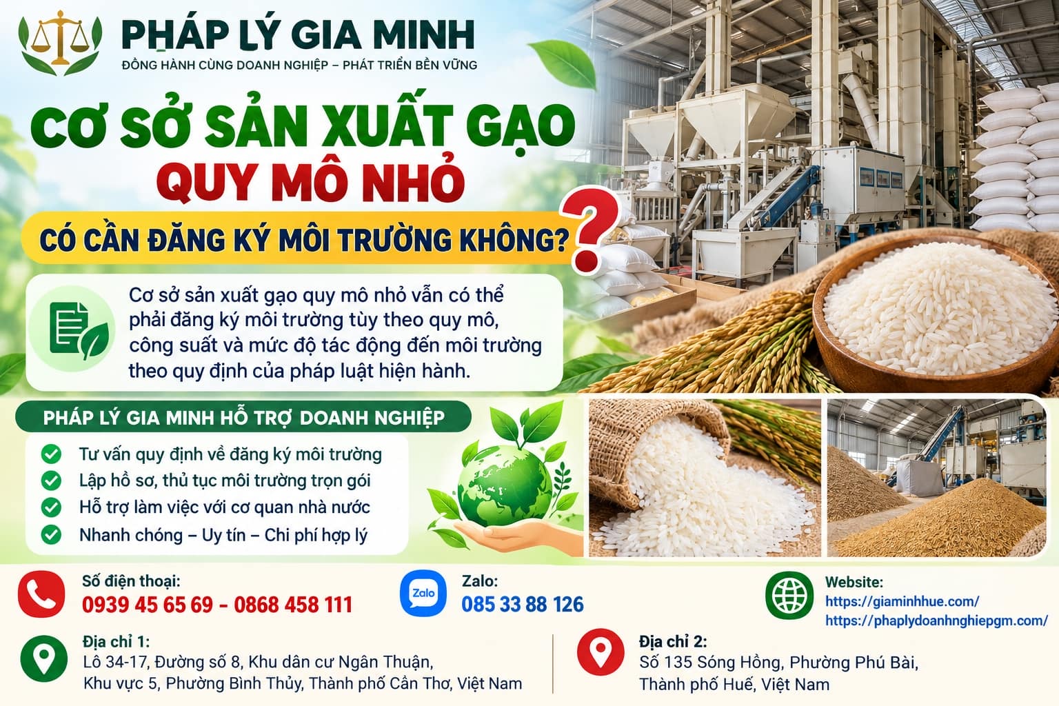 Cơ sở sản xuất gạo quy mô nhỏ có cần đăng ký môi trường không?