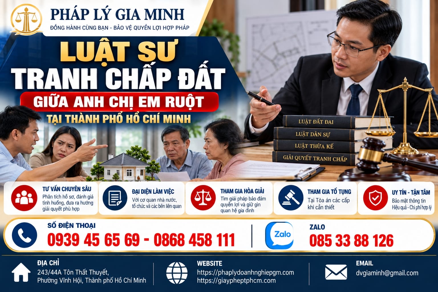 Luật sư tranh chấp đất giữa anh chị em ruột tại TPHCM