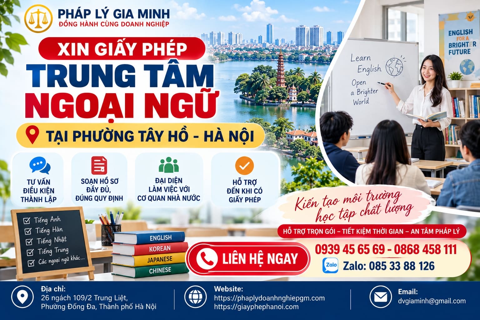 Xin giấy phép trung tâm ngoại ngữ tại phường Tây Hồ Hà Nội